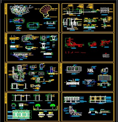 全套公园CAD施工详图3D模型