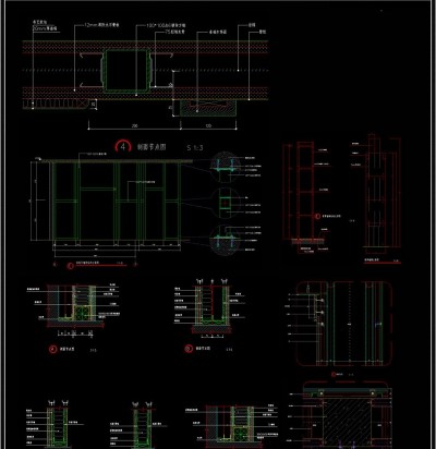 石膏板隔墙系统节点CAD图3D模型