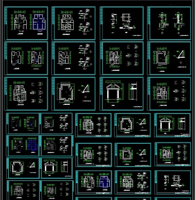 原创全套别墅平面立面施工图纸3D模型