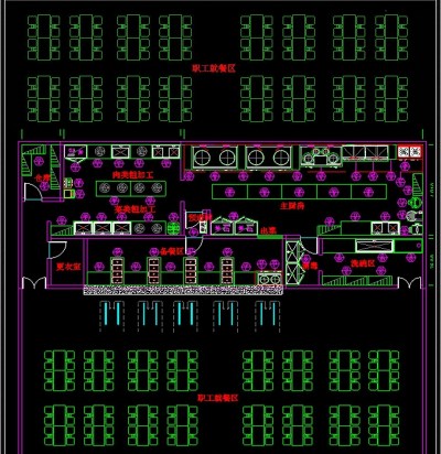 300名员工公司餐厅厨房CAD细节施工CAD图纸3D模型