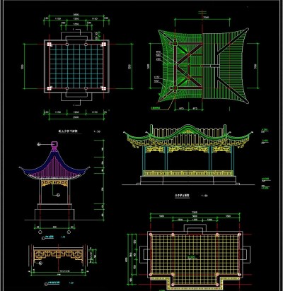 原创古式亭子CAD图纸3D模型