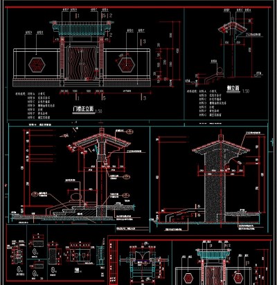 中式门楼节点CAD详图3D模型