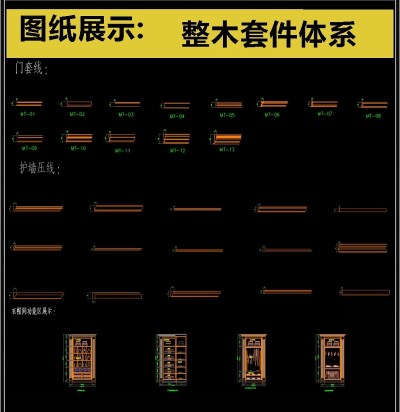 原创整木定制护墙板标准体系套件CAD图库3D模型