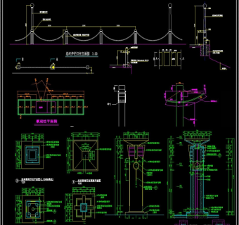 景观灯柱室外灯柱灯具石灯路灯CAD图集3D模型