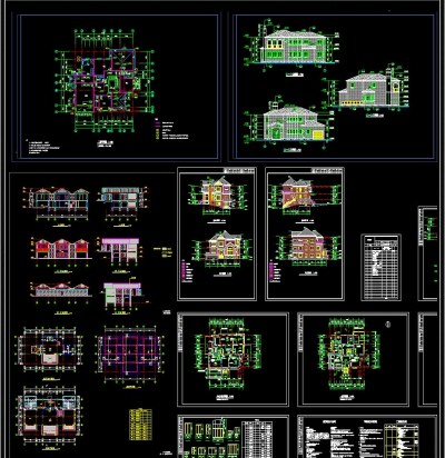 全套法式别墅CAD施工图3D模型