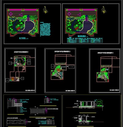 原创全新屋顶花园设计全套CAD图集3D模型