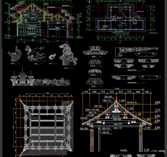 古建筑殿阁CAD设计图3D模型