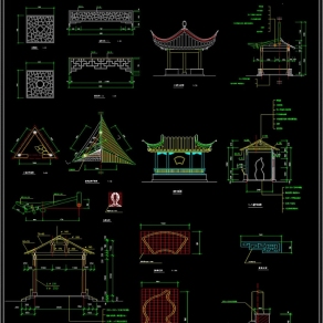 原创古式亭子CAD图纸3D模型