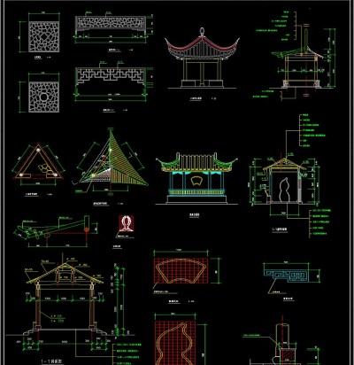 原创古式亭子CAD图纸3D模型