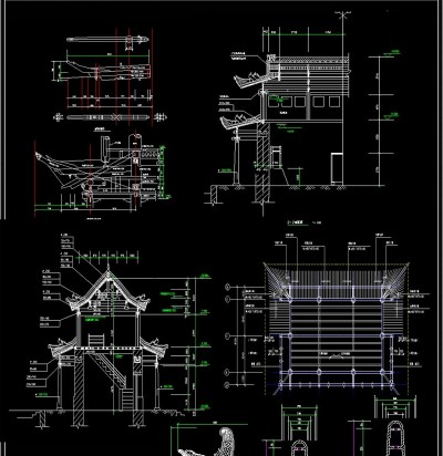 檐角施工图室外园林图库大全3D模型