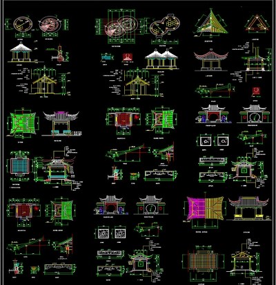 原创古代园林建筑亭子CAD图库3D模型