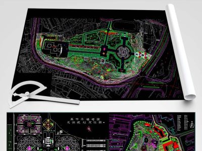 原创陵园公墓CAD平面规划图3D模型