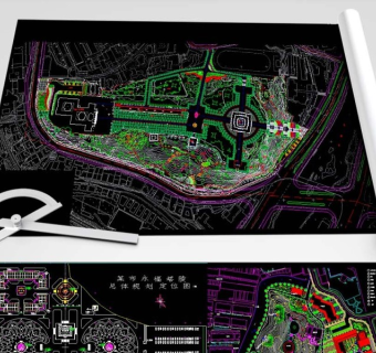 原创陵园公墓CAD平面规划图3D模型