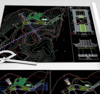 原创公墓陵园CAD平面规划图3D模型