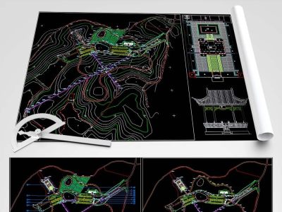 原创公墓陵园CAD平面规划图3D模型