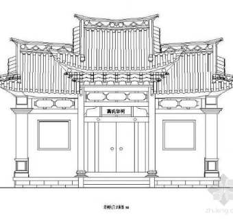 大理白族祠堂大门施工图3D模型