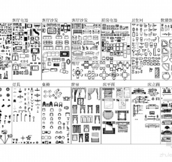 CAD平面图布置综合图库3D模型