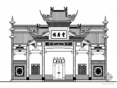 某福寿堂祠堂建筑方案（带实景照片）3D模型