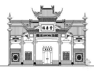 某福寿堂祠堂建筑方案（带实景照片）3D模型