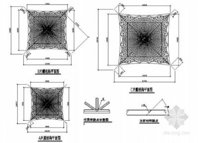 某伞型膜结构结构施工图3D模型