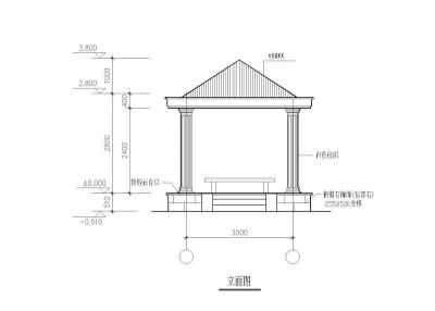 亭、长廊、围墙等建筑结构施工图3D模型