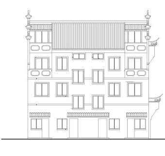 农村徽派马头墙住宅楼施工图（CAD）3D模型