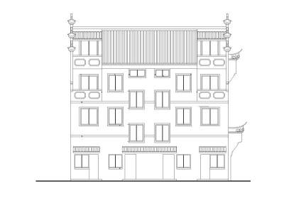 农村徽派马头墙住宅楼施工图（CAD）3D模型