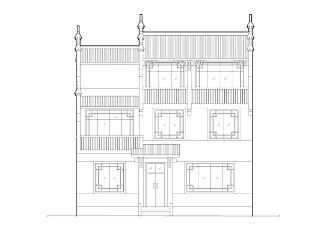 [湖南]湘西马头墙三层吊脚住宅楼建筑施工图3D模型
