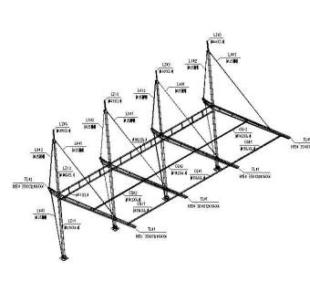 车棚膜结构施工图（2014，图纸齐全）3D模型