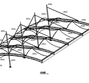 遮雨棚膜结构施工图（遮棚膜，2013）3D模型