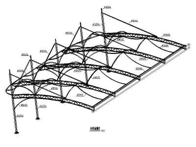 遮雨棚膜结构施工图（遮棚膜，2013）3D模型