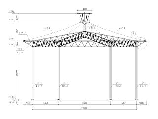 某公园六角形钢膜结构工程施工图（CAD）3D模型