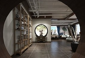 中式办公室接待区3D模型