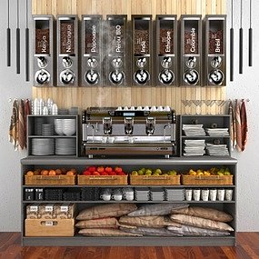 现代食物餐具组合3D模型