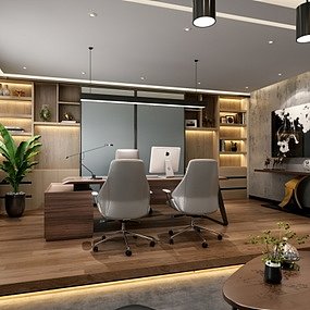 现代总经理办公室3d模型