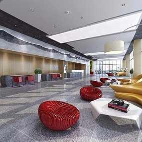 现代办公大堂3d模型