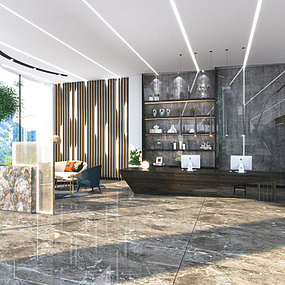 现代酒店接待大堂宴会厅3d模型