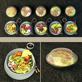 现代沙拉盒饭3d模型