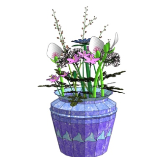 现代花瓶花卉su模型