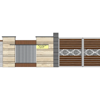 现代庭院大门su模型