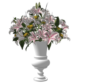 欧式花瓶花卉su模型