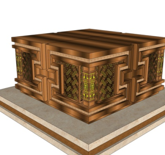 中式实木箱子su模型