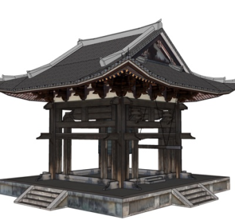 中式凉亭su模型