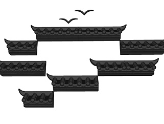 中式屋檐构件su模型