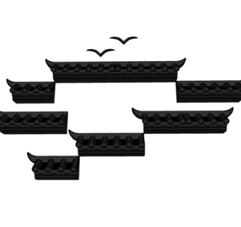 中式屋檐构件su模型