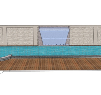 现代室外游泳池su模型