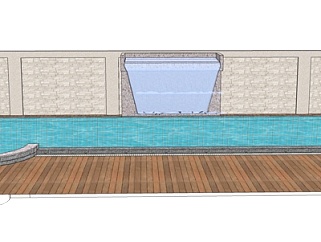 现代室外游泳池su模型