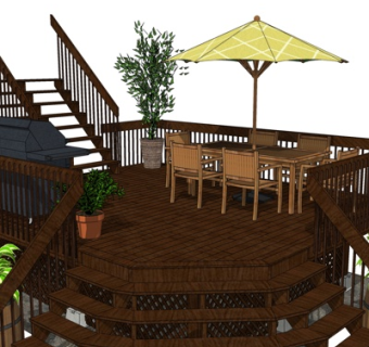 现代实木餐桌椅su模型