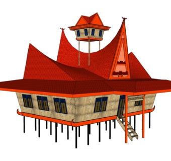 欧式木屋别墅su模型