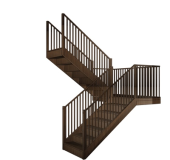现代实木楼梯su模型